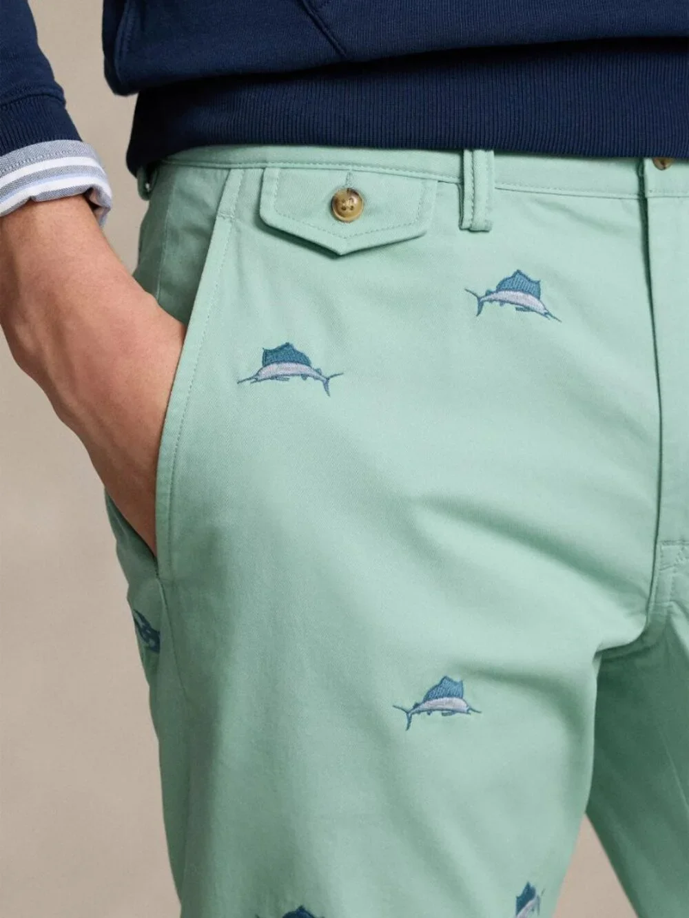 POLO Ralph Lauren Stretch Straight Fit Chino Pants Size 30 X 32 Marlin Fish NEW